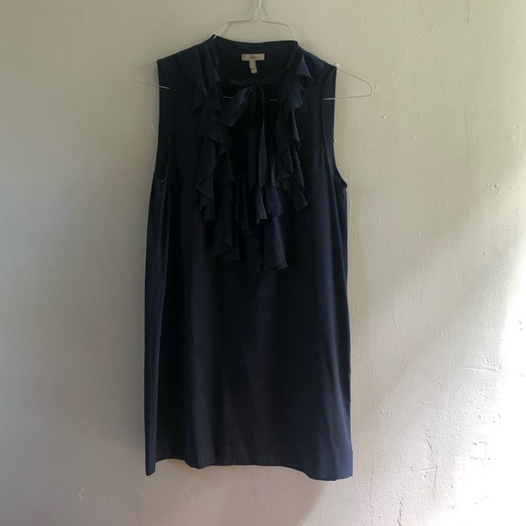 Joie navy blue silk ruffle dress size small - Picture 2 of 7